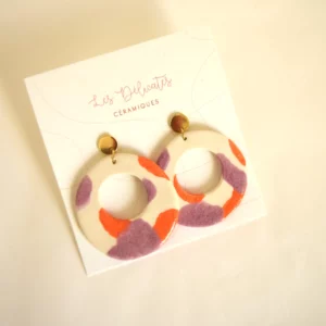 Boucles d'oreilles guépardes orange et violette