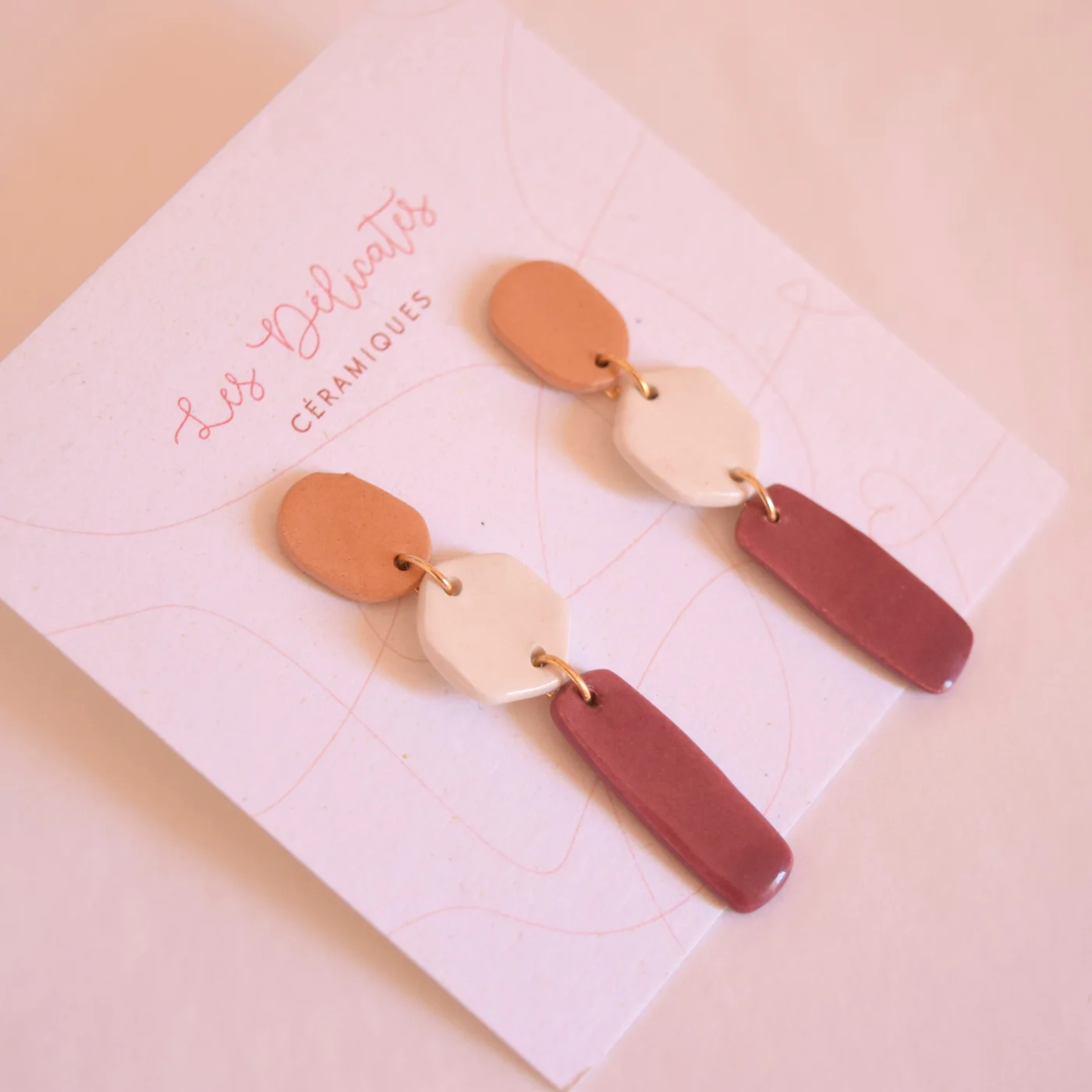 Boucles d'oreilles Trio Bordeaux
