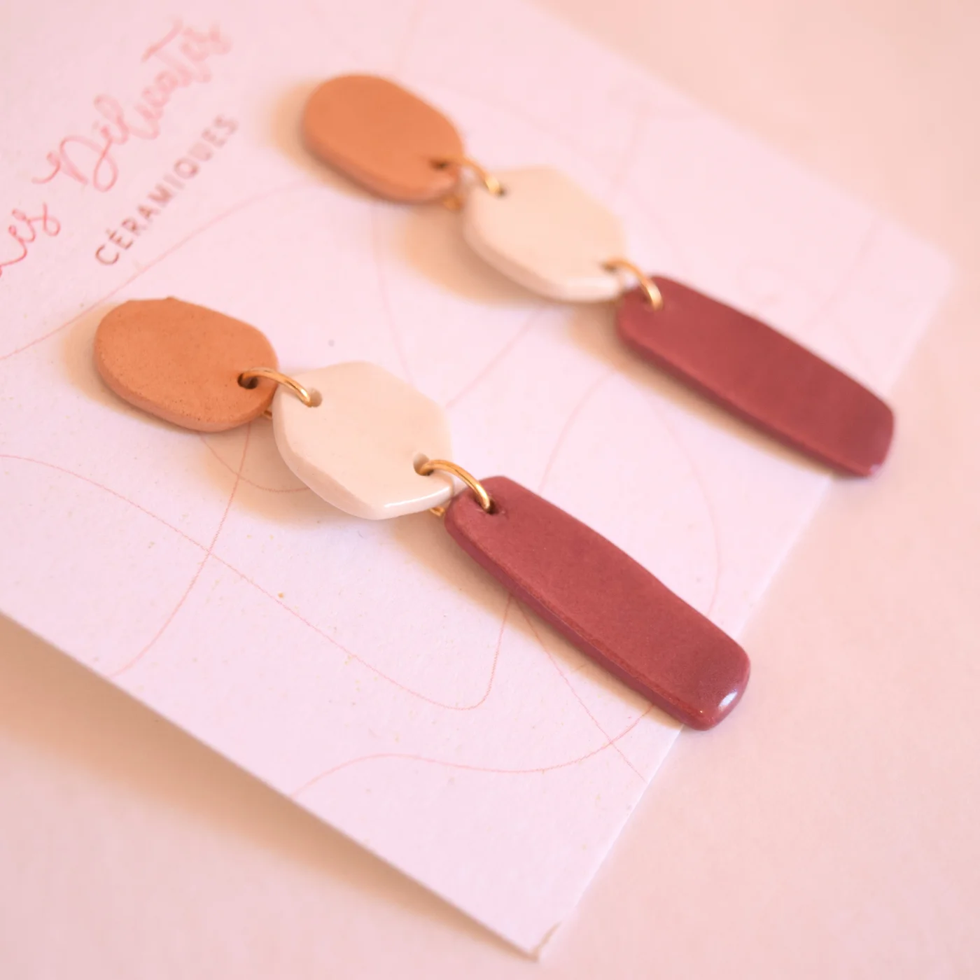 Boucles d'oreilles Trio Bordeaux