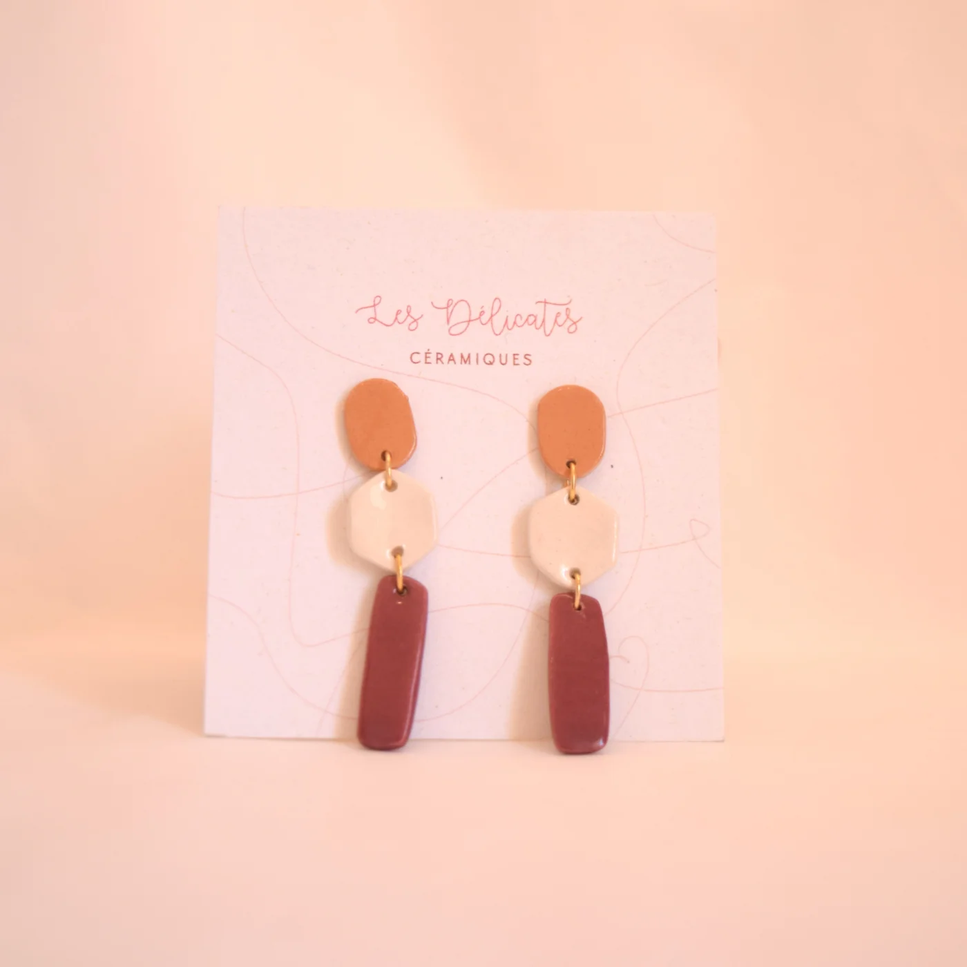 Boucles d'oreilles Trio Bordeaux