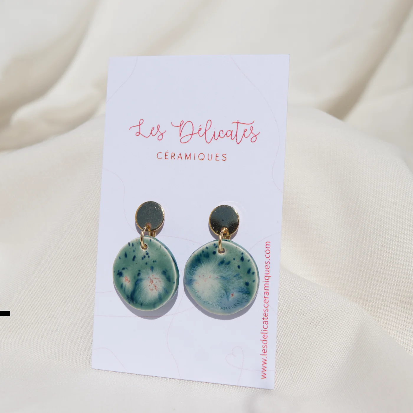 boucles d'oreilles en céramique ronde verte