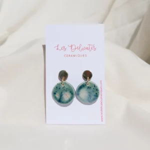 boucles d'oreilles en céramique ronde verte