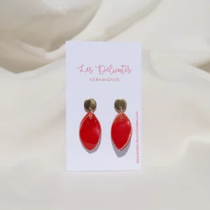 Boucles d'oreilles en forme de plumes rouges